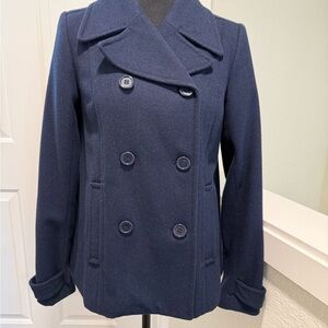 H&M Navy Double-Breasted Women's Coat